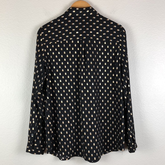 Who What Wear Long Sleeve Polka Dot Button Up Shier Sz L - Picture 7 of 10